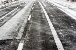 Closeup photo of snowy road