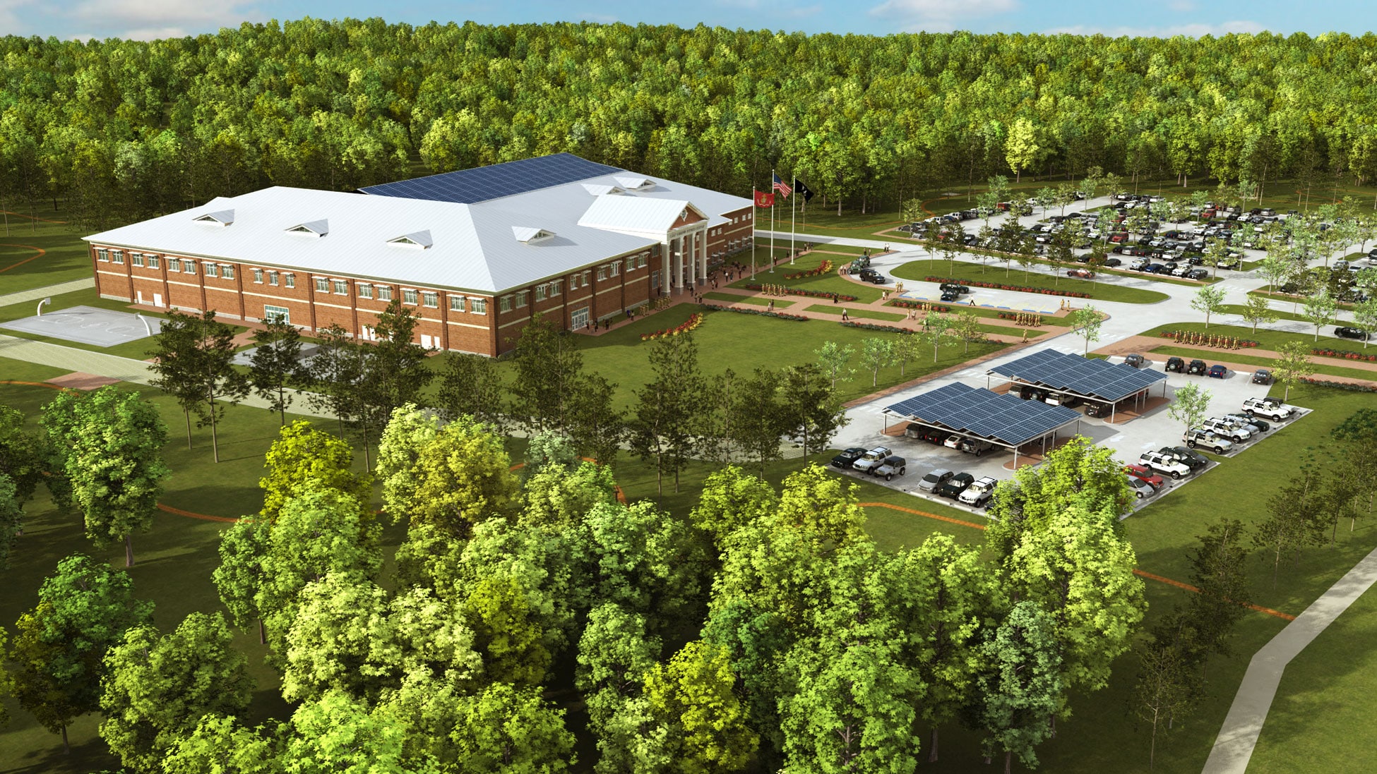 Kimley-Horn provided civil engineering and landscape architecture services for the Camp Lejeune Physical Fitness Center in Jacksonville, North Carolina.