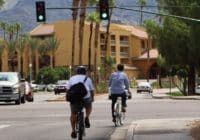 Bicyclists ride safely thanks to the traffic management control software by Kimley-Horn.