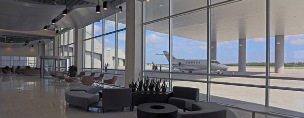 Kimley-Horn designed, permitted, and administered construction phase services for the Galaxy Fixed-Base Operator (FBO) at the Conroe-North Houston Airport.