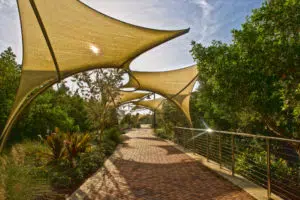 Sidewalk displaying urban design and landscape architecture