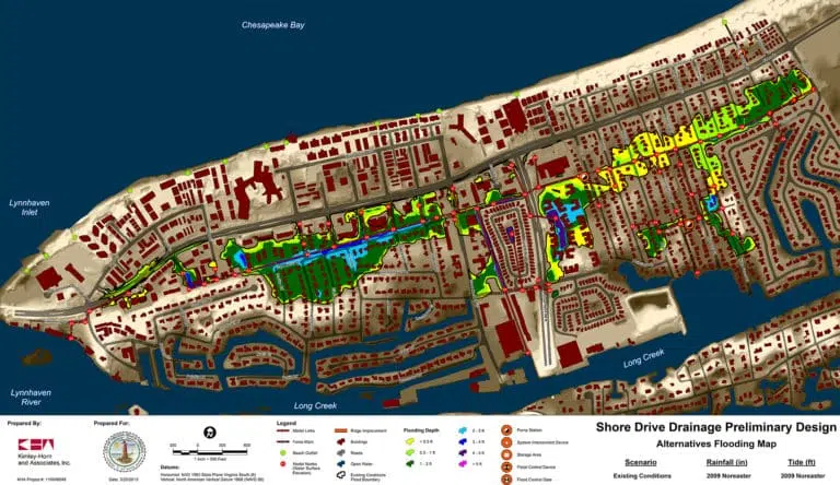 Kimley-Horn conducted a preliminary flood study for the City of Virginia Beach to determine the most effective options to reduce flooding in the area.