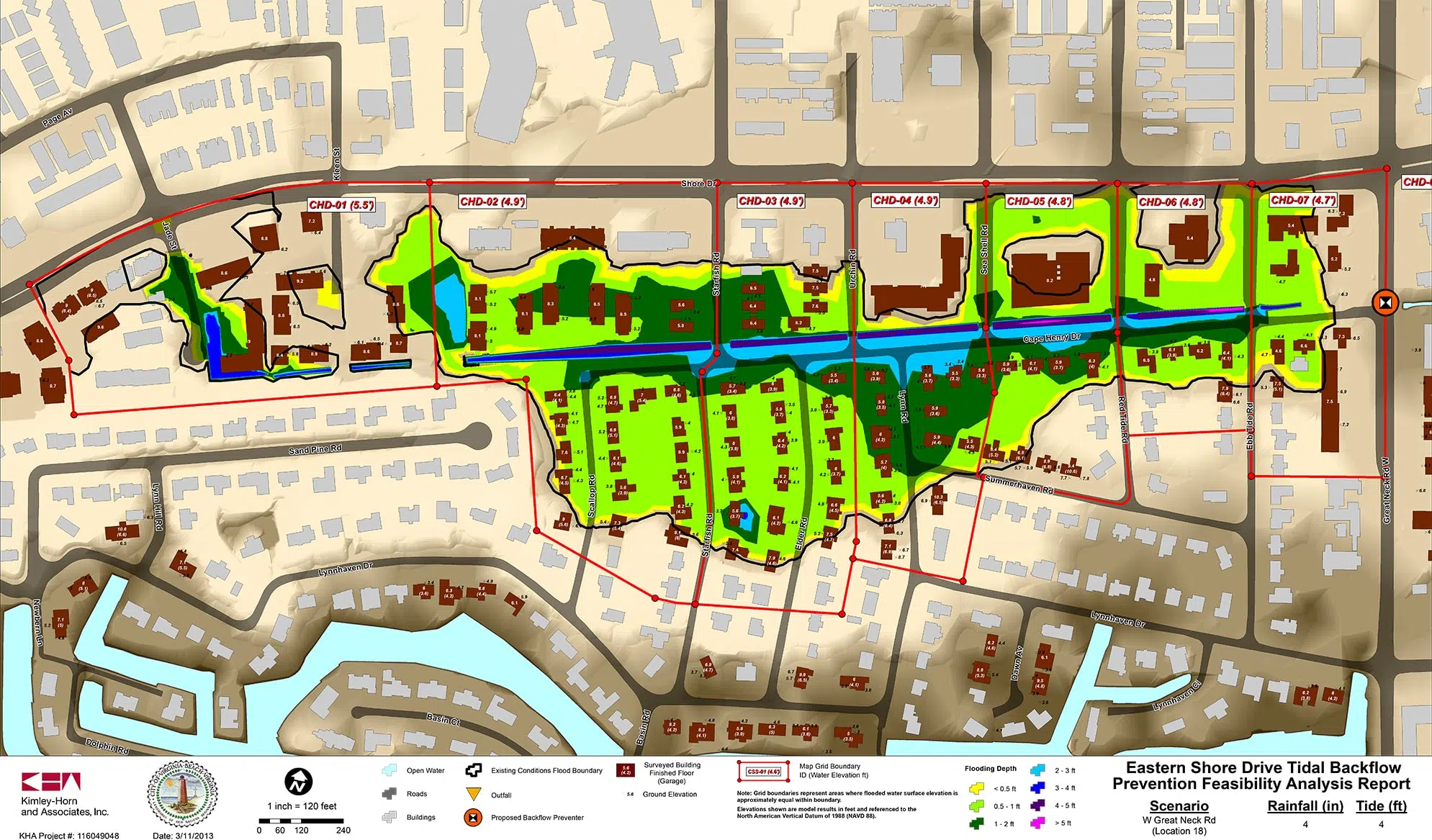 Kimley-Horn conducted a preliminary flood study for the City of Virginia Beach to determine the most effective options to reduce flooding in the area.