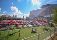 Kimley-Horn provided civil engineering and landscape architecture design for The Home Depot Backyard at Mercedes-Benz Stadium in Atlanta, GA