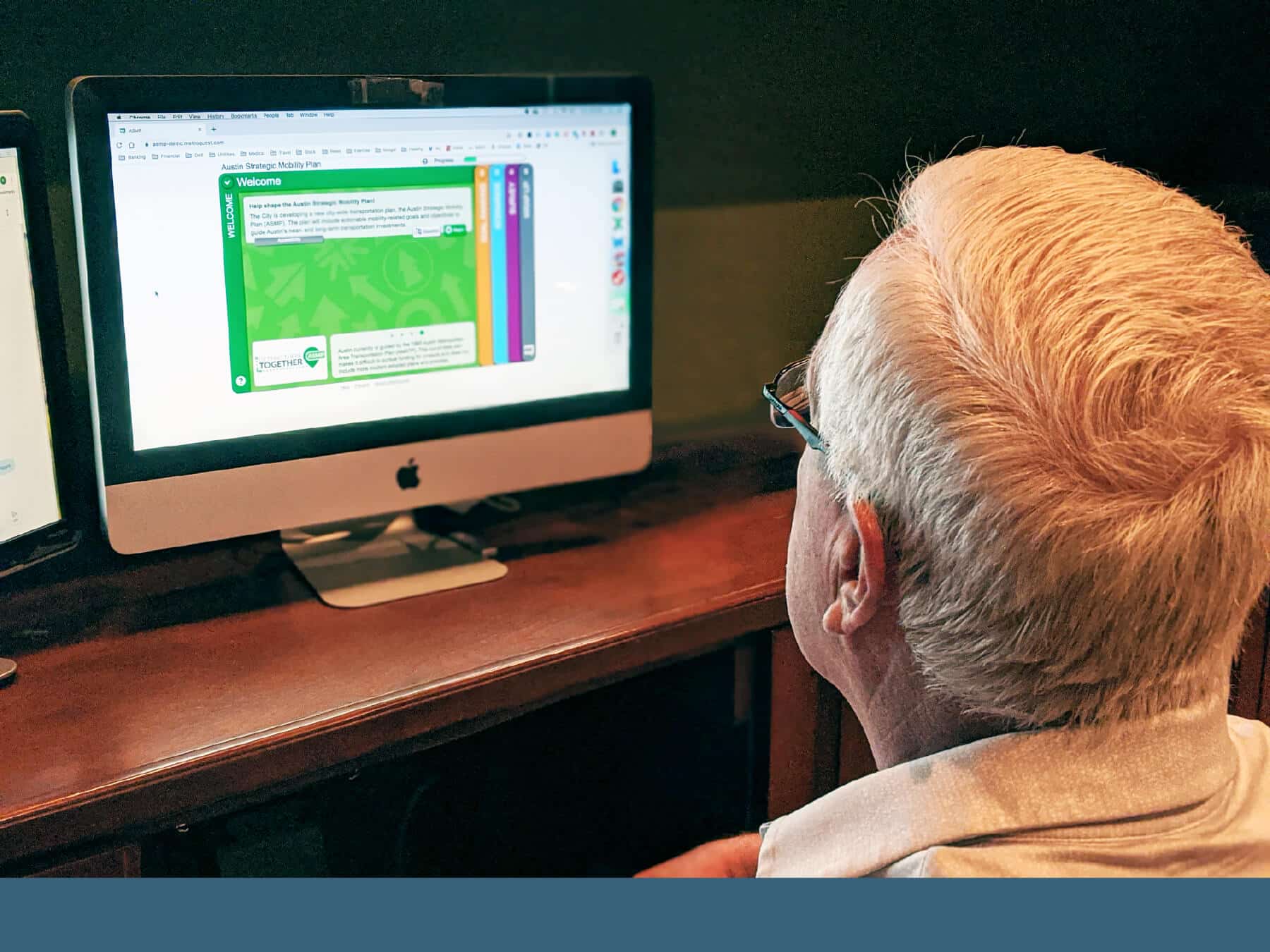 Man working virtually on computer