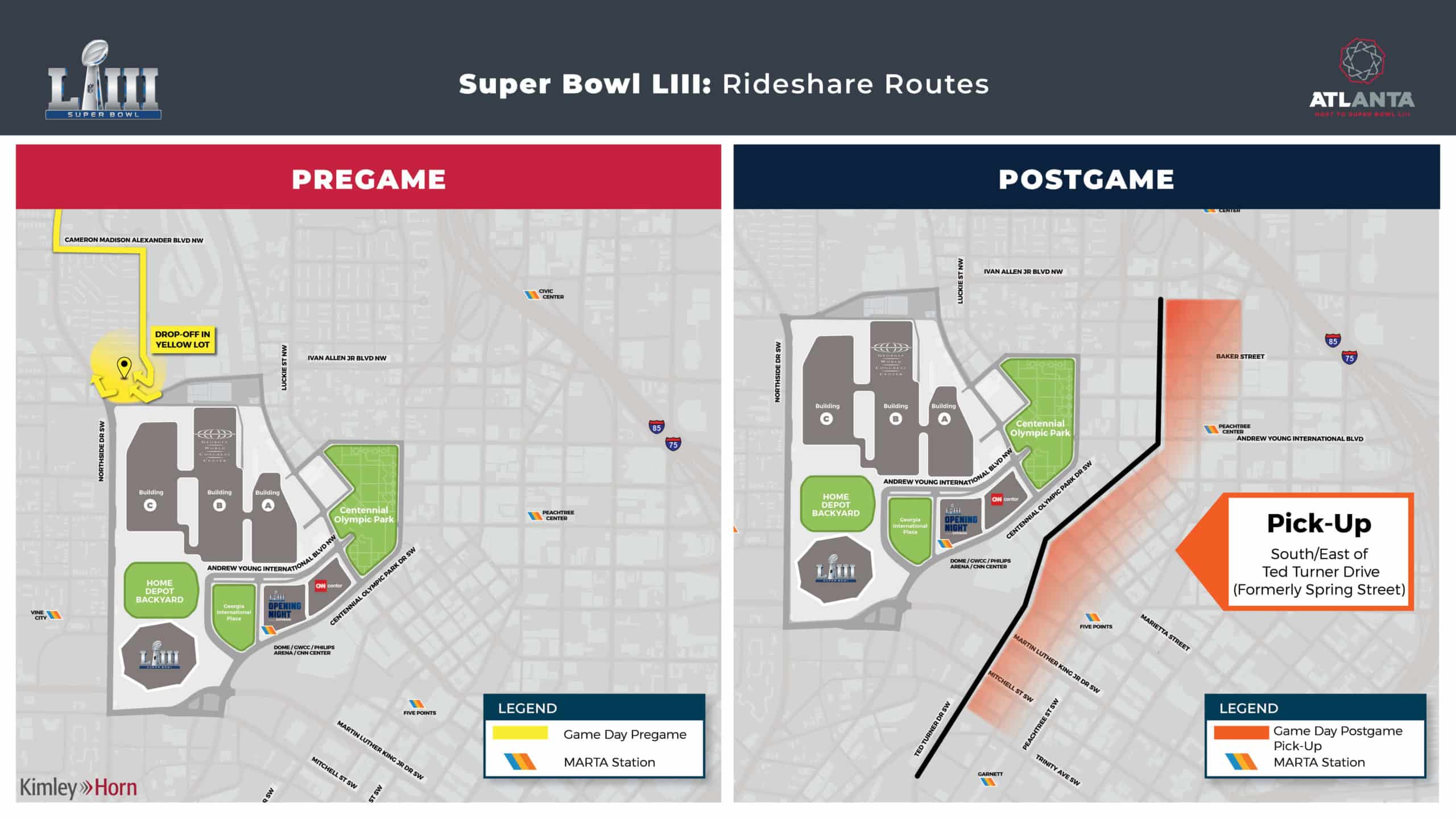Kimley-Horn Super Bowl traffic management plan included know before you go rideshare route maps