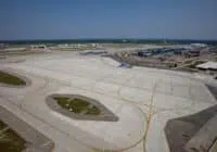 Airplane deicing facility at the Detroit Airport