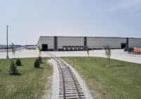 Rail-Served warehouse facility with a railroad leading to the building