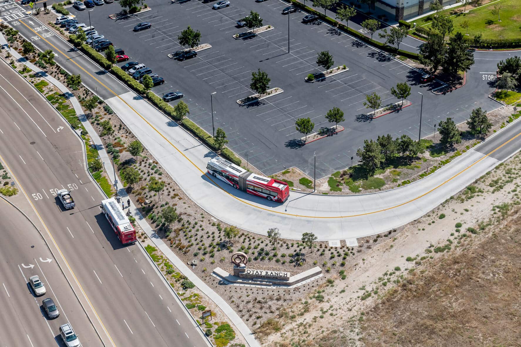 A Rapid bus drive around a bend in the road to get to the bus station