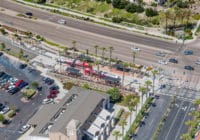 Rapid Transit bus station next to a four-way intersection