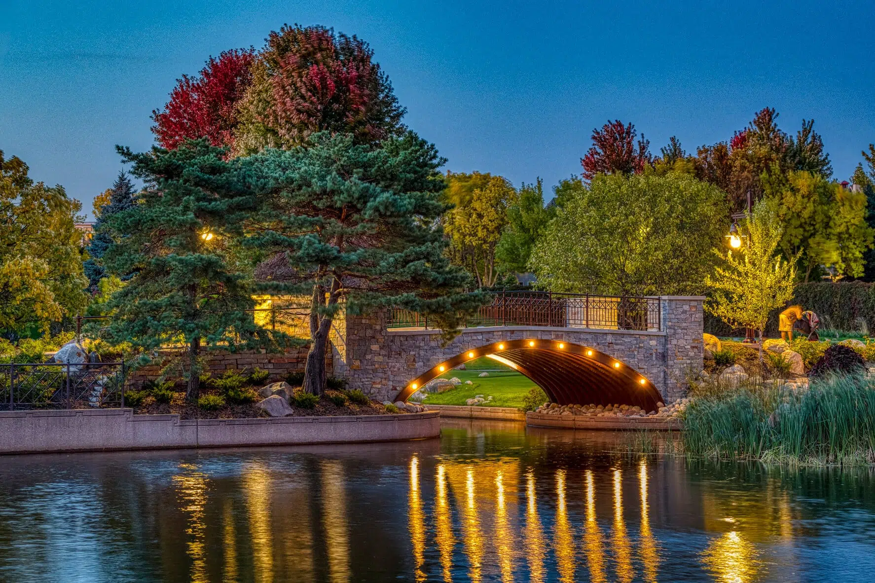 Centennial Lakes Bridge at Night