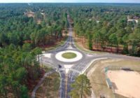 Arial view of the Moore County Roundabout with 4 outlets.