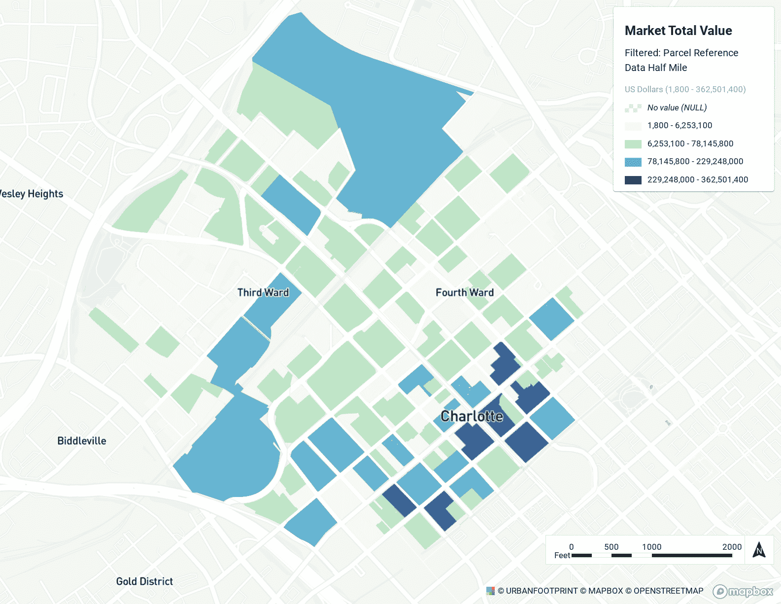 Parcel-level data from UrbanFootprint