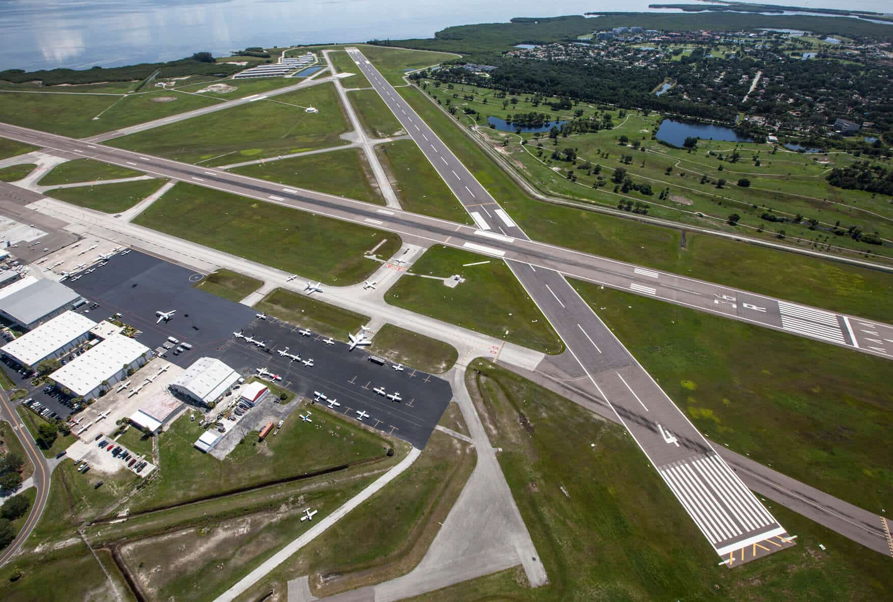 Two intersecting rehabilitated runways at the St/ Petersburg Airport