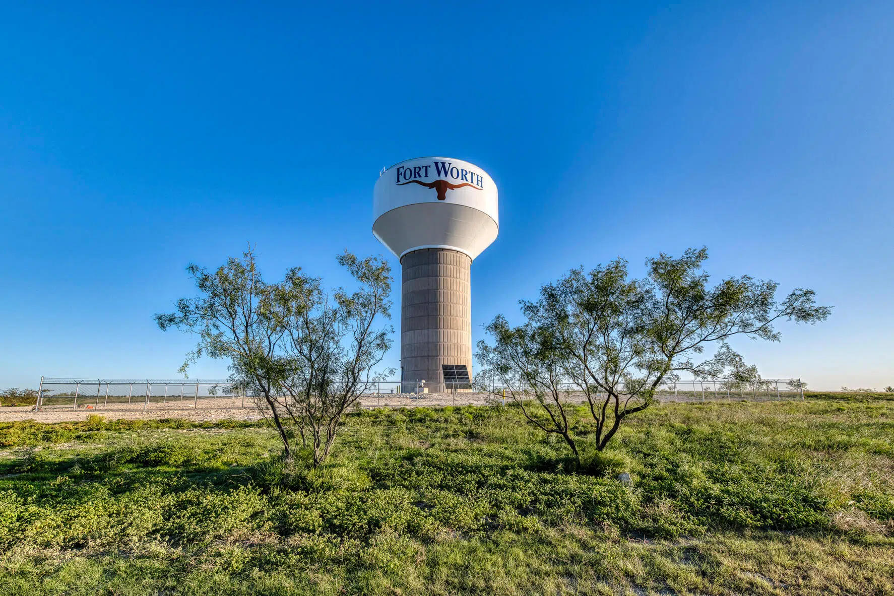 The storage tank places between two trees