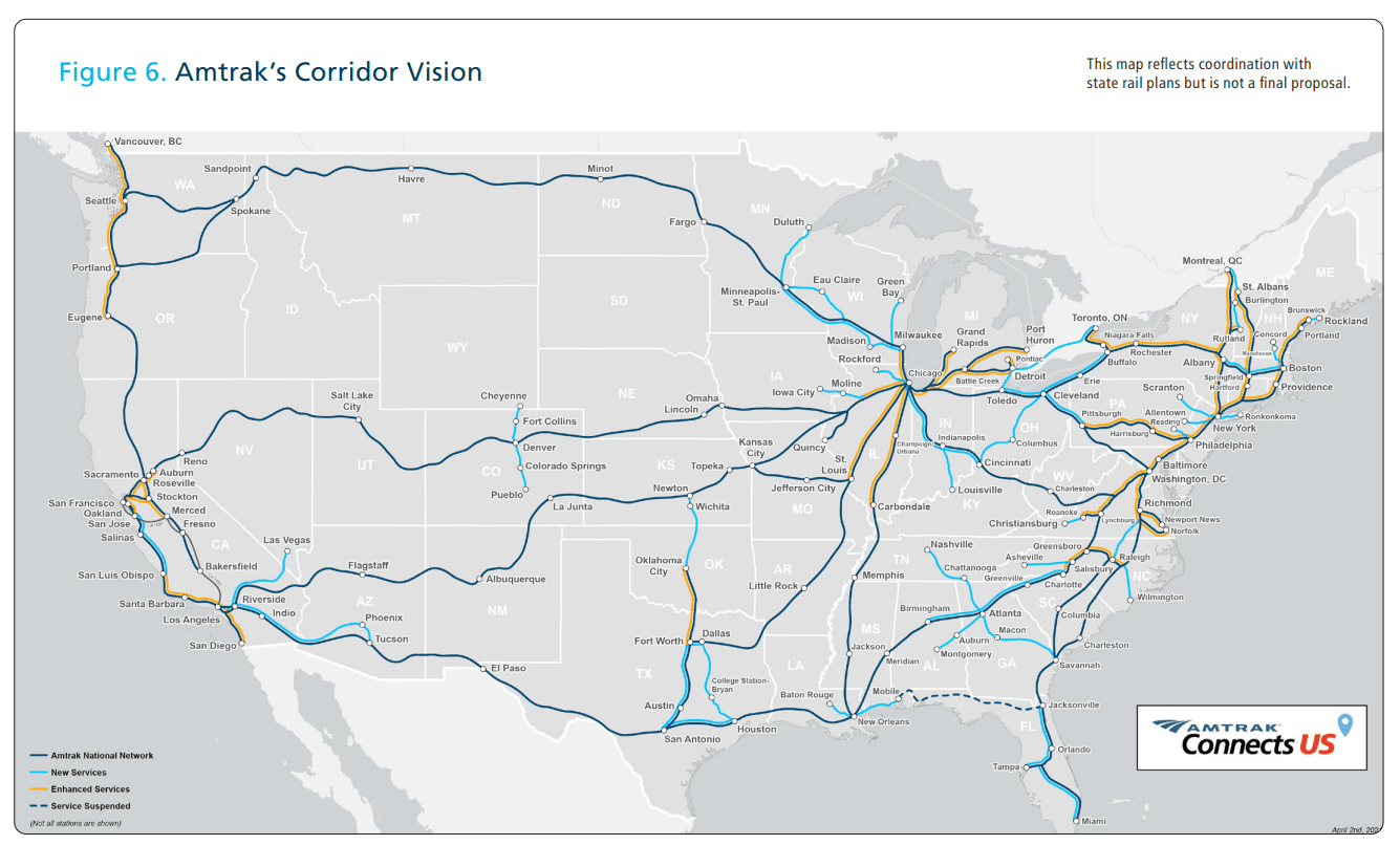 Map of the Amtrak Rail Train