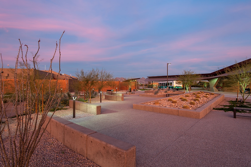 Kimley-Horn provided civil and landscape architectural services for the City of Scottsdale’s new park-and-ride facility in Scottsdale, Arizona.