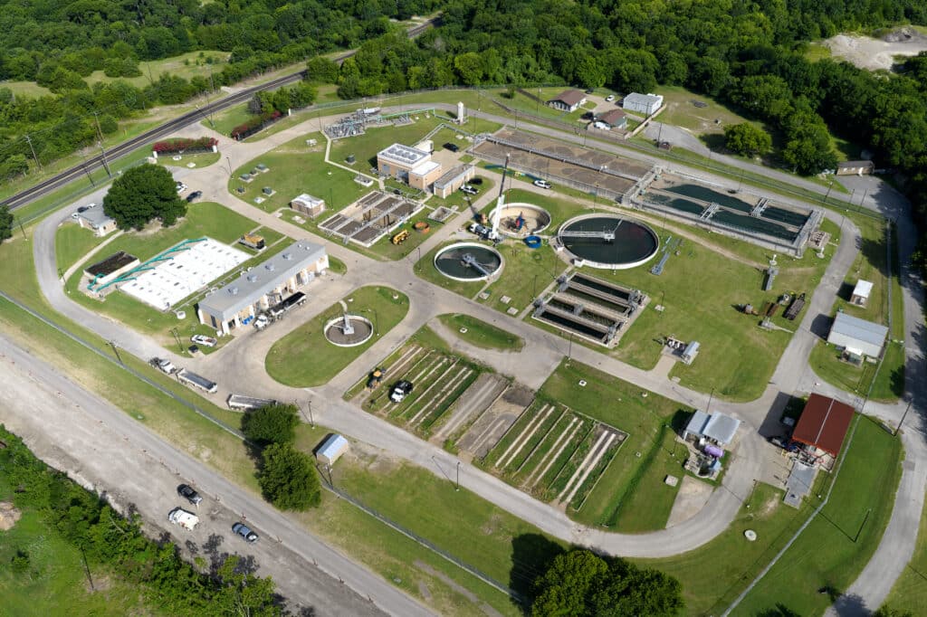 Aerial view of the Waxahachie wastewater treatment plant